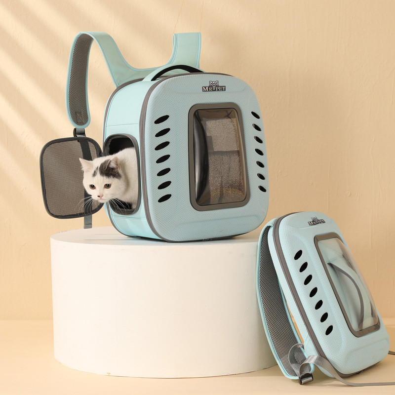 Kisállat macska hordozó hátizsák Légáteresztő macska utazó kültéri válltáska kistestű kutyáknak macskáknak Hordozható csomagolás Összecsukható kisállatkellékek