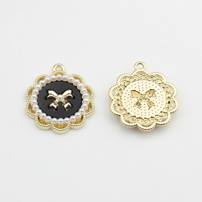 Legura cinka Bijela crna Intarzija smole Čipka cvijeće Baza Konektor za naušnice 6 kom/lot za DIY modne dodatke za izradu naušnica