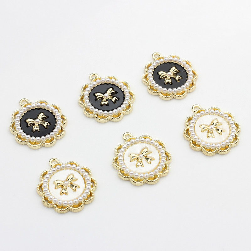 Legura cinka Bijela crna Intarzija smole Čipka cvijeće Baza Konektor za naušnice 6 kom/lot za DIY modne dodatke za izradu naušnica