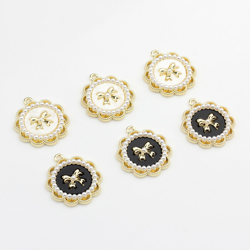 Legura cinka Bijela crna Intarzija smole Čipka cvijeće Baza Konektor za naušnice 6 kom/lot za DIY modne dodatke za izradu naušnica