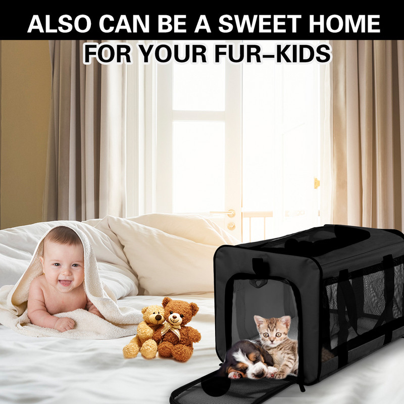 Puha oldalsó hordozó macska kisállat szállítószalag kézitáskához A légitársaság által jóváhagyott összecsukható macskahordozó hátizsák Fényvisszaverő szalagok macskaszállító táska