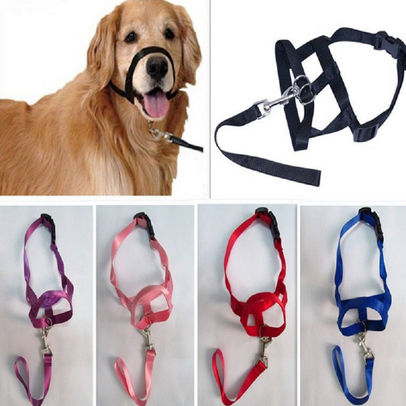 Állítható vezető öv kutyanyakörv húzás nélkül harapás pántok Hám fej nyakörv szájkosar kutya kötőfék Kiképző nylon póráz klasszikus nyakörv