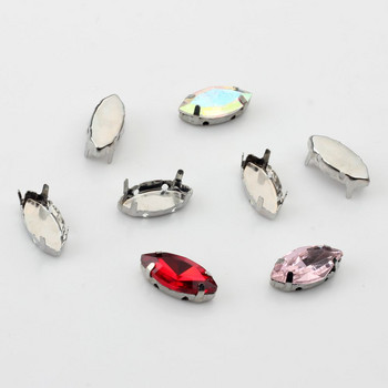 7*15mm Rhinestone Μεταλλική Βάση Copper Empty Claw Set Fancy Gemstone Oval Shape Crystal Claw Formly Inlaid 10pcs/lot For DIY