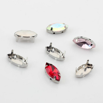 7*15mm Rhinestone Μεταλλική Βάση Copper Empty Claw Set Fancy Gemstone Oval Shape Crystal Claw Formly Inlaid 10pcs/lot For DIY