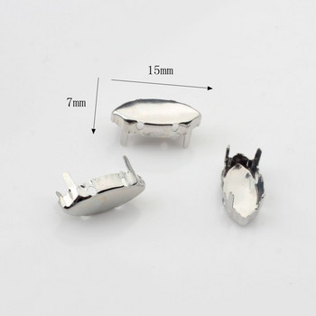 7*15mm Rhinestone Μεταλλική Βάση Copper Empty Claw Set Fancy Gemstone Oval Shape Crystal Claw Formly Inlaid 10pcs/lot For DIY