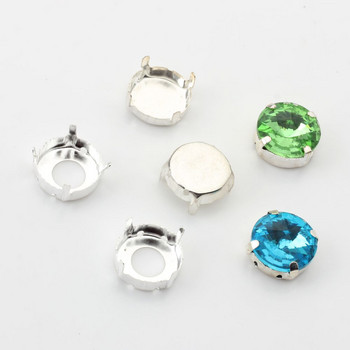 14mm Rhinestone Μεταλλική Βάση Χάλκινο Σετ άδειων νυχιών Φανταχτερό πολύτιμος λίθος σε στρογγυλό σχήμα Κρυστάλλινο νύχι σταθερά ένθετο 20 τμχ/παρτίδα για DIY