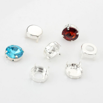 14mm Rhinestone Μεταλλική Βάση Χάλκινο Σετ άδειων νυχιών Φανταχτερό πολύτιμος λίθος σε στρογγυλό σχήμα Κρυστάλλινο νύχι σταθερά ένθετο 20 τμχ/παρτίδα για DIY