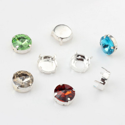 Set de gheare goale de cupru cu stras de 14 mm, gheare de cristal în formă rotundă, 20 buc/lot, pentru bricolaj