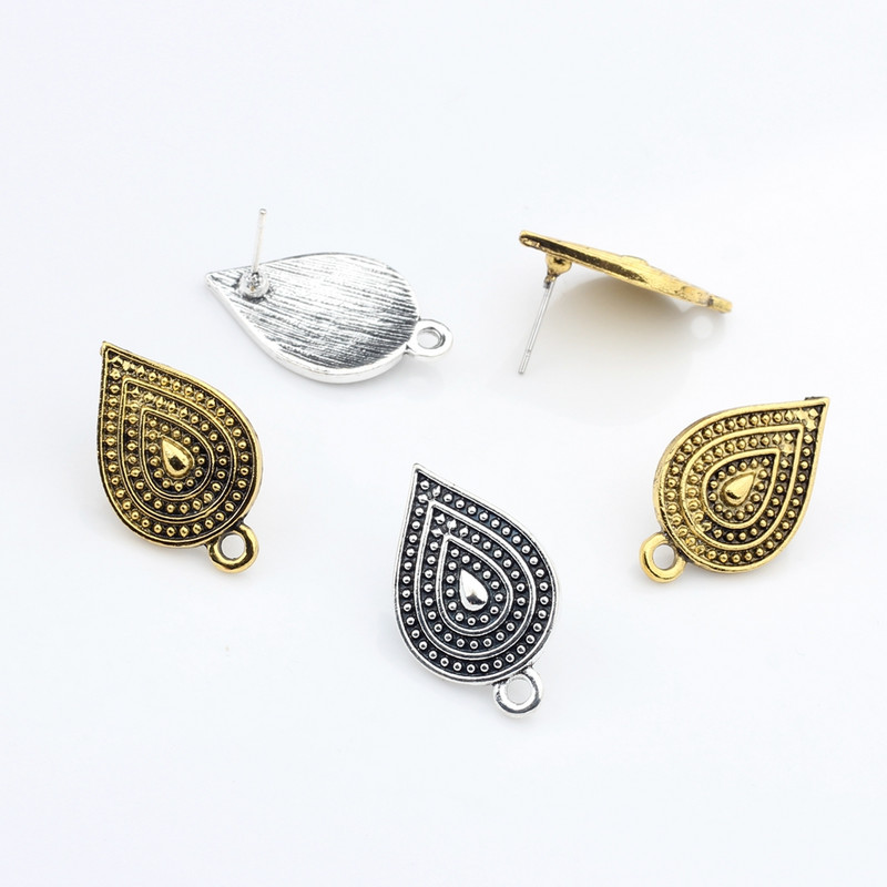 6 buc/lot aliaj de zinc retro lacrimă apă picătură cercei bază cercei conector pentru bricolaj cercei bijuterii accesorii