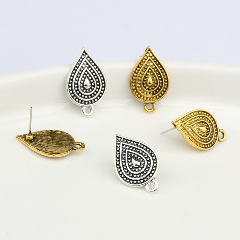 6 buc/lot aliaj de zinc retro lacrimă apă picătură cercei bază cercei conector pentru bricolaj cercei bijuterii accesorii