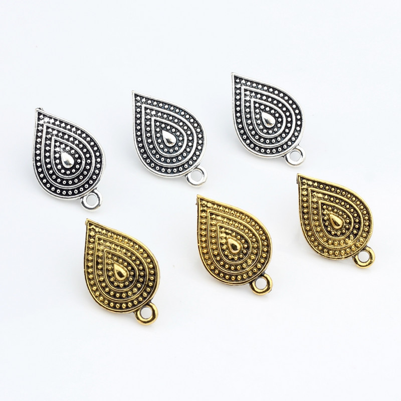 6 buc/lot aliaj de zinc retro lacrimă apă picătură cercei bază cercei conector pentru bricolaj cercei bijuterii accesorii