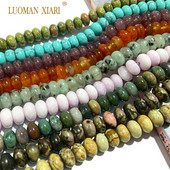 5*8mm-es Rondelle Természetes Kő Jades Agat Labradorit Amazonit Kerek Kerek Távtartó Gyöngy ékszerekhez Készíts Diy karkötő kiegészítők