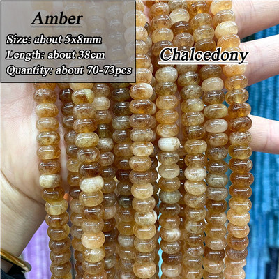5*8mm-es Rondelle Természetes Kő Jades Agat Labradorit Amazonit Kerek Kerek Távtartó Gyöngy ékszerekhez Készíts Diy karkötő kiegészítők