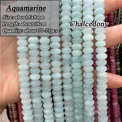 5*8mm-es Rondelle Természetes Kő Jades Agat Labradorit Amazonit Kerek Kerek Távtartó Gyöngy ékszerekhez Készíts Diy karkötő kiegészítők