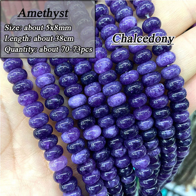 5*8mm-es Rondelle Természetes Kő Jades Agat Labradorit Amazonit Kerek Kerek Távtartó Gyöngy ékszerekhez Készíts Diy karkötő kiegészítők