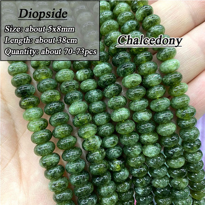 5*8mm-es Rondelle Természetes Kő Jades Agat Labradorit Amazonit Kerek Kerek Távtartó Gyöngy ékszerekhez Készíts Diy karkötő kiegészítők