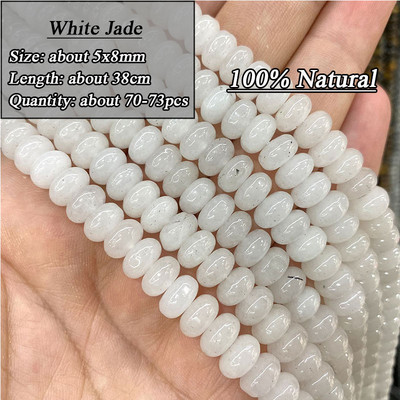 5*8mm-es Rondelle Természetes Kő Jades Agat Labradorit Amazonit Kerek Kerek Távtartó Gyöngy ékszerekhez Készíts Diy karkötő kiegészítők