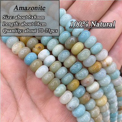 5*8mm-es Rondelle Természetes Kő Jades Agat Labradorit Amazonit Kerek Kerek Távtartó Gyöngy ékszerekhez Készíts Diy karkötő kiegészítők