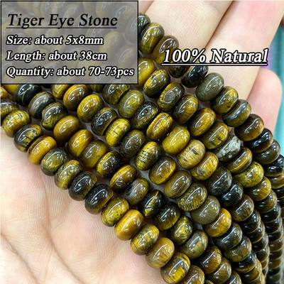 5*8mm-es Rondelle Természetes Kő Jades Agat Labradorit Amazonit Kerek Kerek Távtartó Gyöngy ékszerekhez Készíts Diy karkötő kiegészítők