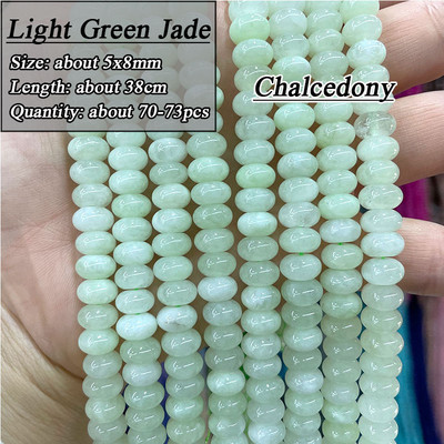 5*8mm-es Rondelle Természetes Kő Jades Agat Labradorit Amazonit Kerek Kerek Távtartó Gyöngy ékszerekhez Készíts Diy karkötő kiegészítők