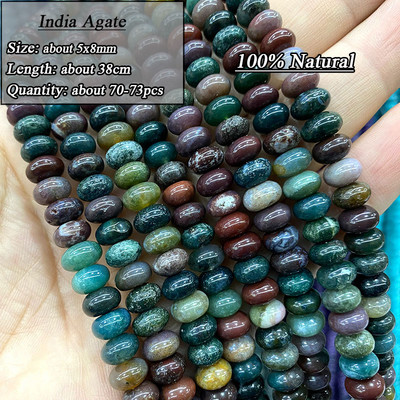 5*8mm-es Rondelle Természetes Kő Jades Agat Labradorit Amazonit Kerek Kerek Távtartó Gyöngy ékszerekhez Készíts Diy karkötő kiegészítők