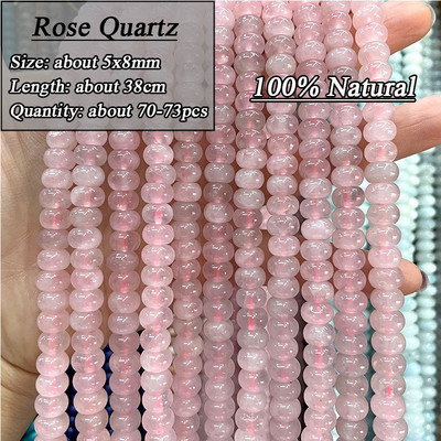 5*8mm-es Rondelle Természetes Kő Jades Agat Labradorit Amazonit Kerek Kerek Távtartó Gyöngy ékszerekhez Készíts Diy karkötő kiegészítők