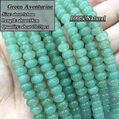 5*8mm-es Rondelle Természetes Kő Jades Agat Labradorit Amazonit Kerek Kerek Távtartó Gyöngy ékszerekhez Készíts Diy karkötő kiegészítők