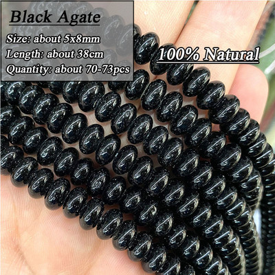 5*8mm-es Rondelle Természetes Kő Jades Agat Labradorit Amazonit Kerek Kerek Távtartó Gyöngy ékszerekhez Készíts Diy karkötő kiegészítők