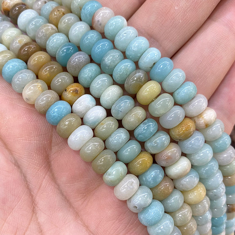 5*8mm-es Rondelle Természetes Kő Jades Agat Labradorit Amazonit Kerek Kerek Távtartó Gyöngy ékszerekhez Készíts Diy karkötő kiegészítők