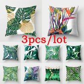 3db Green Tropical Leaves kaktusz párnahuzat 45x45cm márvány geometrikus poliészter párnahuzat nappali kanapé szék lakberendezés