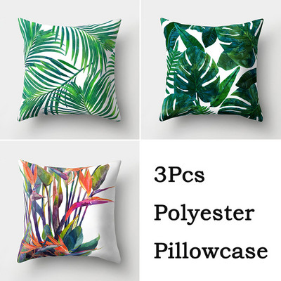 3db Green Tropical Leaves kaktusz párnahuzat 45x45cm márvány geometrikus poliészter párnahuzat nappali kanapé szék lakberendezés