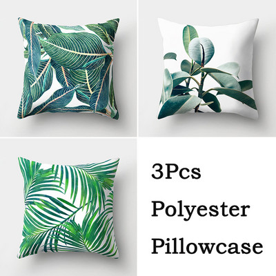 3db Green Tropical Leaves kaktusz párnahuzat 45x45cm márvány geometrikus poliészter párnahuzat nappali kanapé szék lakberendezés