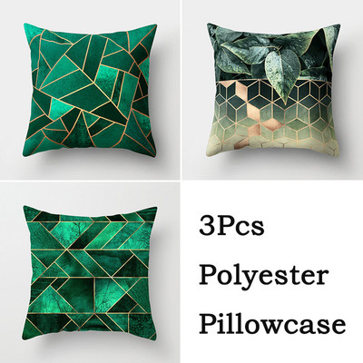 3db Green Tropical Leaves kaktusz párnahuzat 45x45cm márvány geometrikus poliészter párnahuzat nappali kanapé szék lakberendezés