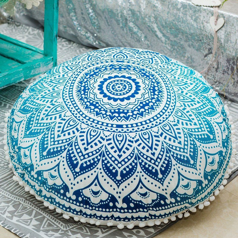43cm Kerek Mandala Párnahuzat Bohém párnahuzat Padló Párna Párnahuzat Kezdőlap Szállodai párna virág Nyomtatott párnahuzat