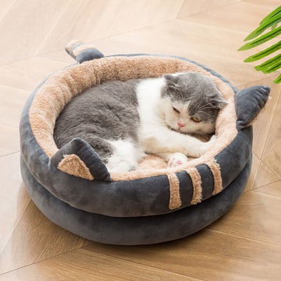 Macska kellékek Kiegészítők Kisállat macska puha plüss ágy kis kutya punci ház párna kisállat macska mosható fészek pad macskaágyas ház