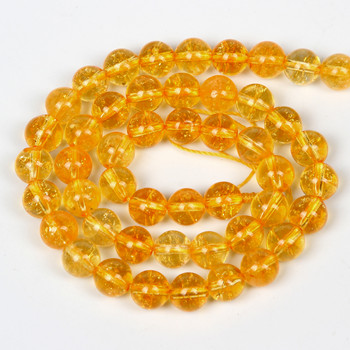 Φυσικές Κιτρίνες Στρογγυλές Πέτρινες Χάντρες Για Κατασκευή Κοσμημάτων Βραχιόλι Κολιέ DIY 6mm-10mm Χειροποίητο Spacer Loose Beads Yellow Crystal
