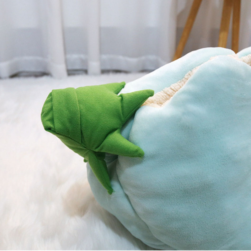 Câine mic, pisică, pernă de pat, jumătate închisă, cuib de pisică de mazăre de desene animate, pentru animale de companie, moale, ține la cald.