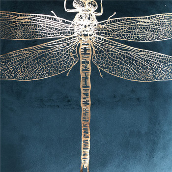 Hot Selling έντομο Dragonfly Foil Printing Velvet Κάλυμμα μαξιλαριού κήπου Χρυσό κάλυμμα μαξιλαροθήκης καρέκλας μαξιλαριού
