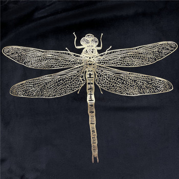 Hot Selling έντομο Dragonfly Foil Printing Velvet Κάλυμμα μαξιλαριού κήπου Χρυσό κάλυμμα μαξιλαροθήκης καρέκλας μαξιλαριού