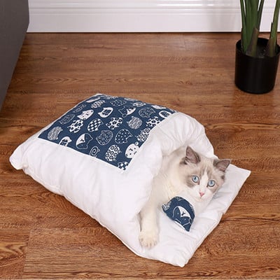 Pet Cat hálózsák szett párna Kis kutya macska az ágyon alvó puha párna kisállat macska kutya termékek Kivehető, mosható kisállat betét