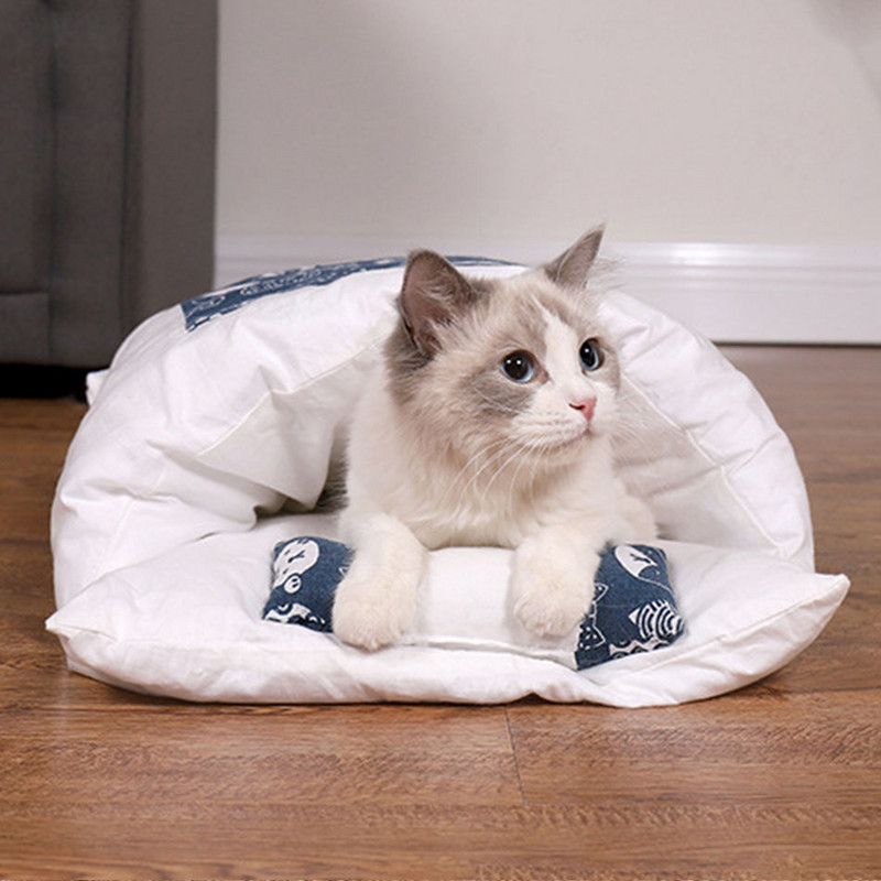 Pet Cat hálózsák szett párna Kis kutya macska az ágyon alvó puha párna kisállat macska kutya termékek Kivehető, mosható kisállat betét