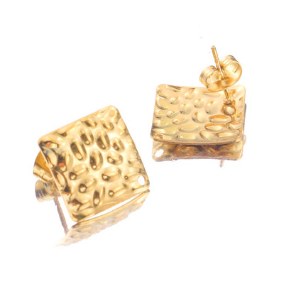 10 τμχ Ανοξείδωτο ατσάλι Χρυσό εξόγκωμα Στρογγυλό καρφί τετράγωνο σκουλαρίκι βάση αυτιού για DIY χειροποίητα σκουλαρίκια Προμήθειες κατασκευής κοσμημάτων