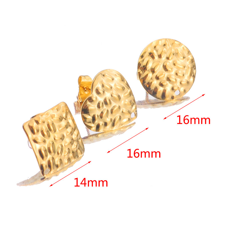 10 τμχ Ανοξείδωτο ατσάλι Χρυσό εξόγκωμα Στρογγυλό καρφί τετράγωνο σκουλαρίκι βάση αυτιού για DIY χειροποίητα σκουλαρίκια Προμήθειες κατασκευής κοσμημάτων