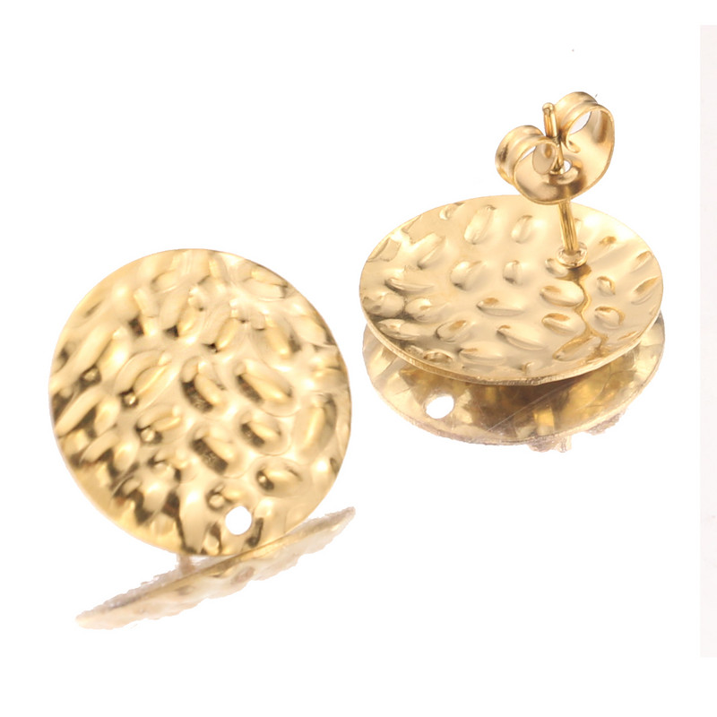 10 τμχ Ανοξείδωτο ατσάλι Χρυσό εξόγκωμα Στρογγυλό καρφί τετράγωνο σκουλαρίκι βάση αυτιού για DIY χειροποίητα σκουλαρίκια Προμήθειες κατασκευής κοσμημάτων