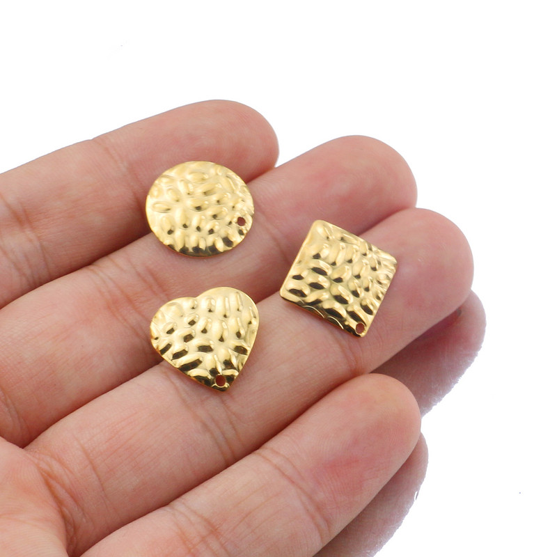 10 τμχ Ανοξείδωτο ατσάλι Χρυσό εξόγκωμα Στρογγυλό καρφί τετράγωνο σκουλαρίκι βάση αυτιού για DIY χειροποίητα σκουλαρίκια Προμήθειες κατασκευής κοσμημάτων