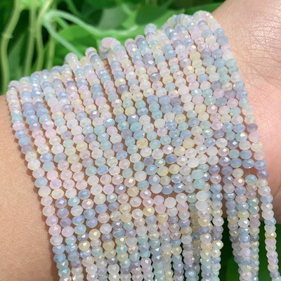 Mărgele de sticlă de cristal natural fațetate albastru galben AB Mărgele rotunde rotunde libere pentru realizarea de bijuterii colier brățară DIY 3x2mm