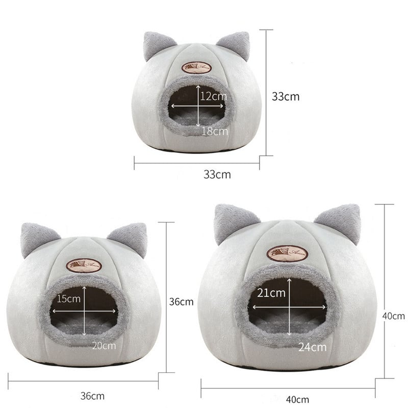 Kačių lovos patalpoje Minkštas jaukus šiltas kačių namelis augintinio šuniuko miegui kilimėlis kambarinis naminių gyvūnėlių priedai Pusiau uždaras apvalus katės guolis