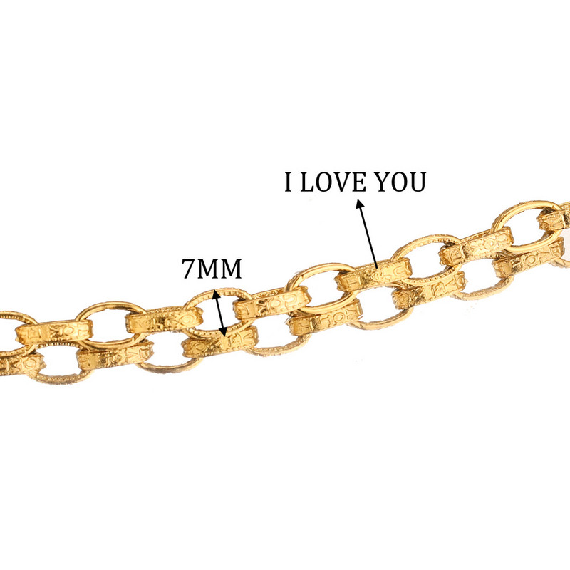 1 méteres rozsdamentes acél, 7 mm-es aranyfaragás "I Love You" kábelláncok lapos drót nehéz elegáns lánc barkács ékszerekhez.