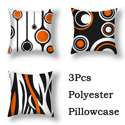 3db Red Series geometrikus poliészter párnahuzat kerek patchwork párnahuzat kanapé lakberendezési szék ülőpárnahuzat