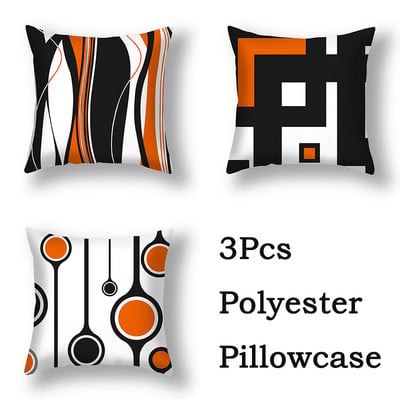 3db Red Series geometrikus poliészter párnahuzat kerek patchwork párnahuzat kanapé lakberendezési szék ülőpárnahuzat